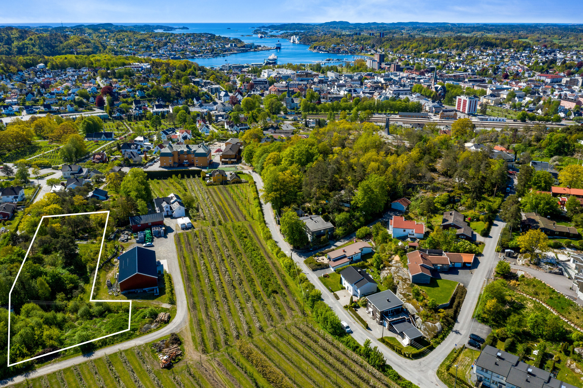 Oversiktsbilde over Knatten Fruktgård i forbindelse med lansering av prosjekt nybygg. 