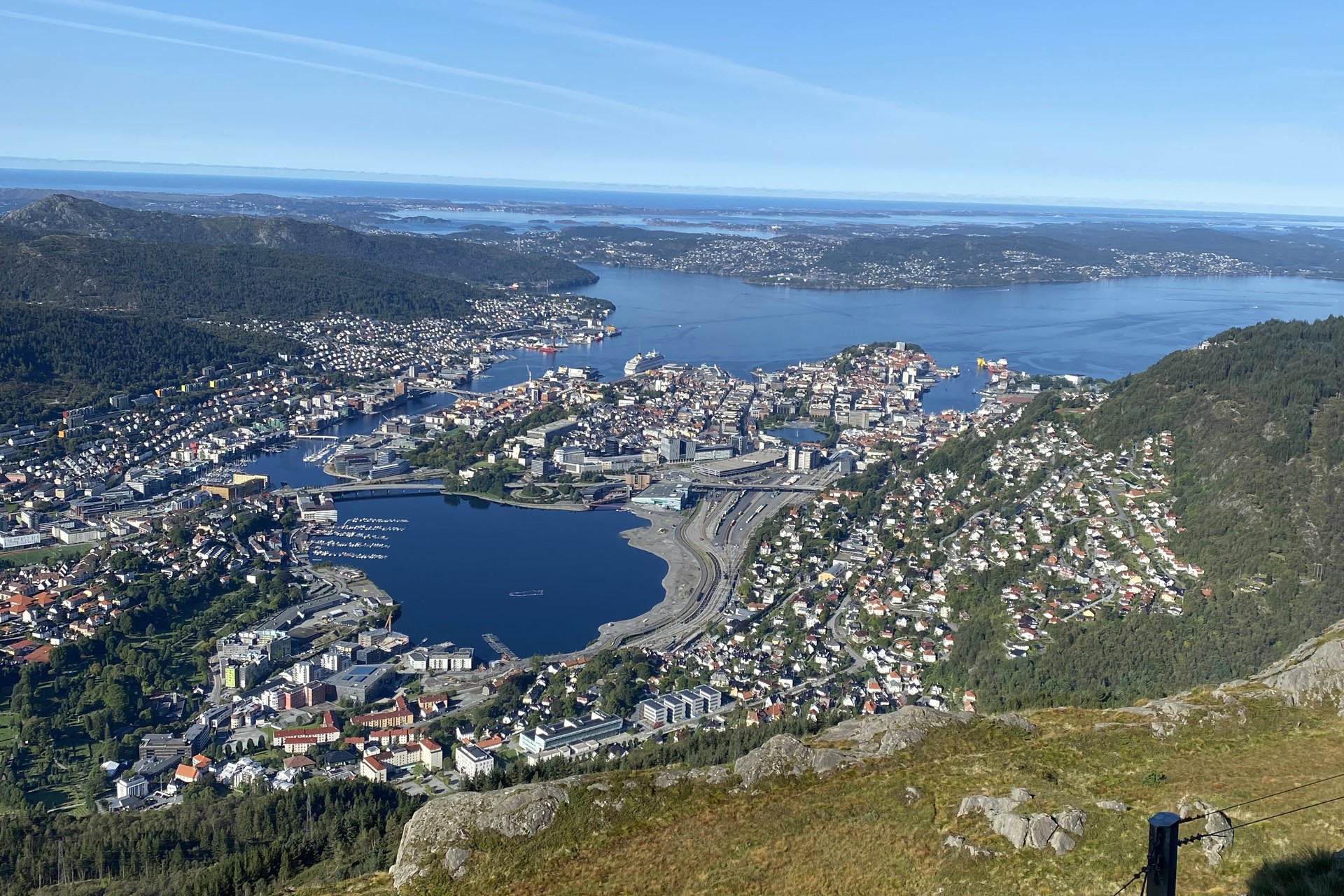 Utsiktsbilde av Bergen by.